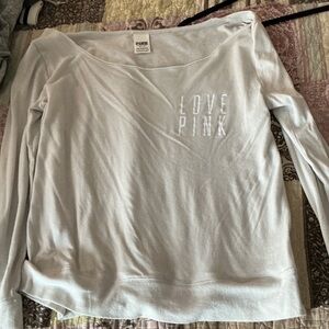 PINK Victoria's Secret Light Gray Long Sleeve Tee